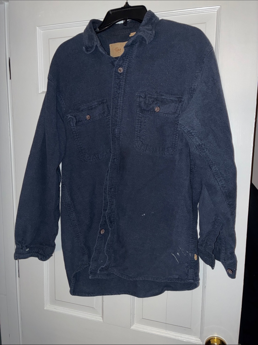 Men's Casual Long-Sleeve Button-Down Shirt in Navy Blue